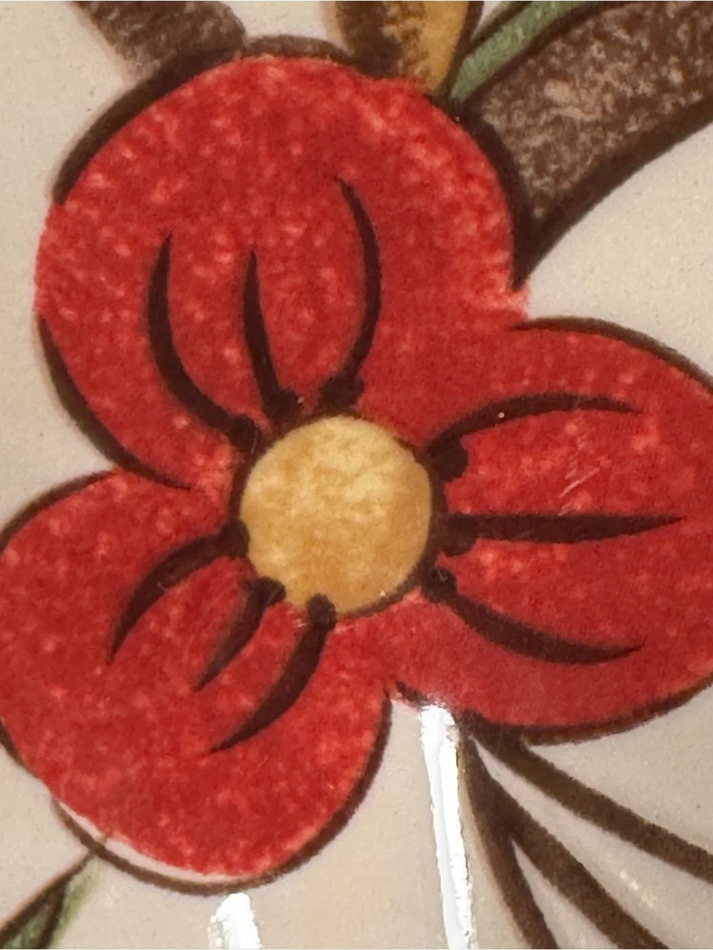 Pier 1 Floral Decorative Dinnerware Plate in Red, Gold, Green